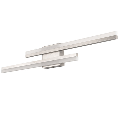 2-Light Minimalist Nickel LED Wall Sconce with Frosted Acrylic Shade, Modern Wall Light for Bedroom, Living Room