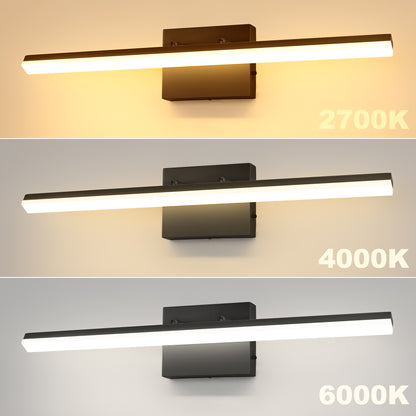 24-Watt 1-Light 24 in. Wall Sconce Vanity Light in Black, Integrated LED Bathroom Wall Light Bar, Light for Mirror