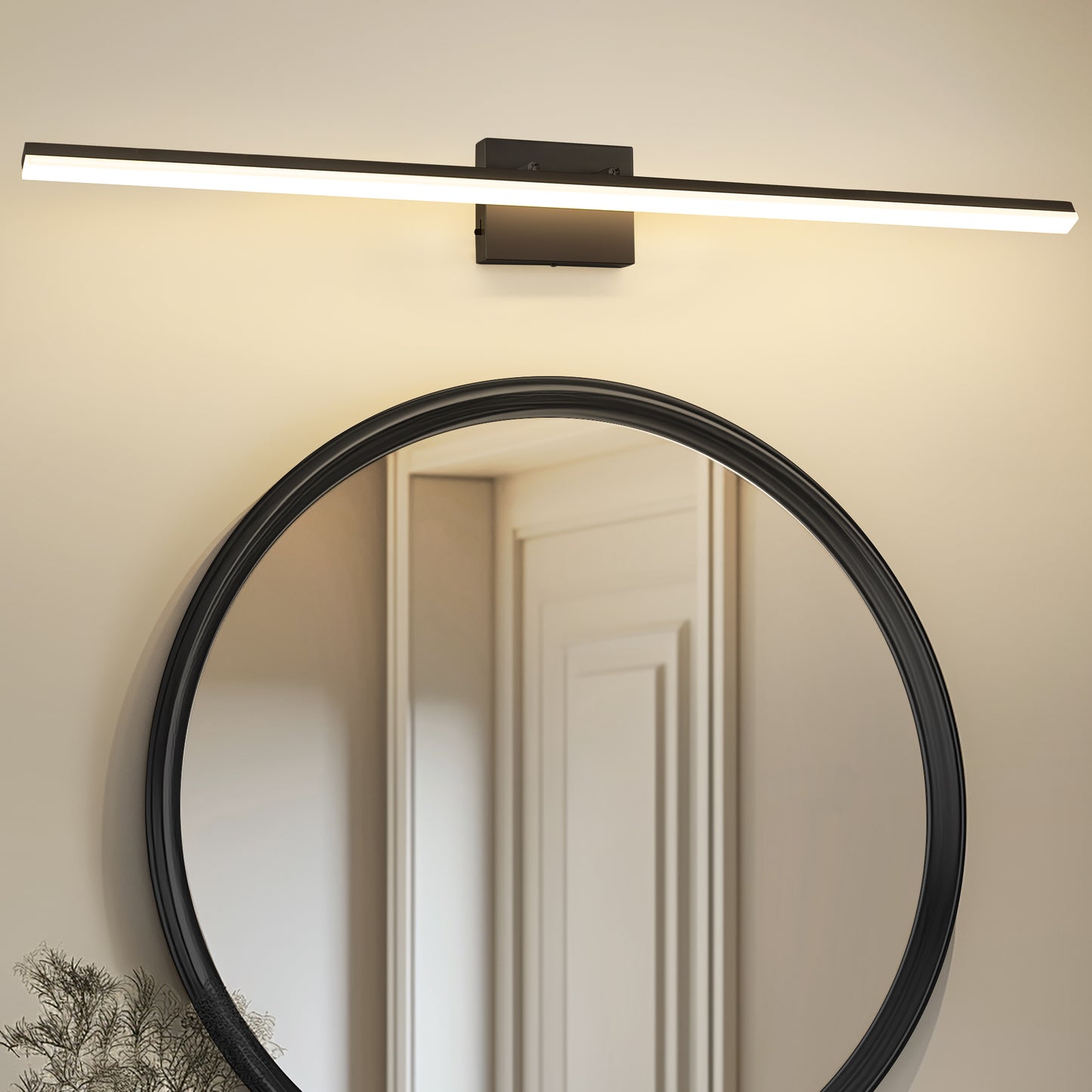 48 in 1-Light 24W Black Integrated LED Vanity Light, Bathroom Wall Sconce, Modern Light Bar for Mirror and Makeup