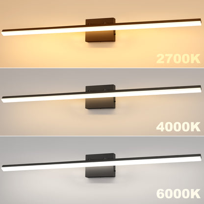 48 in 1-Light 24W Black Integrated LED Vanity Light, Bathroom Wall Sconce, Modern Light Bar for Mirror and Makeup