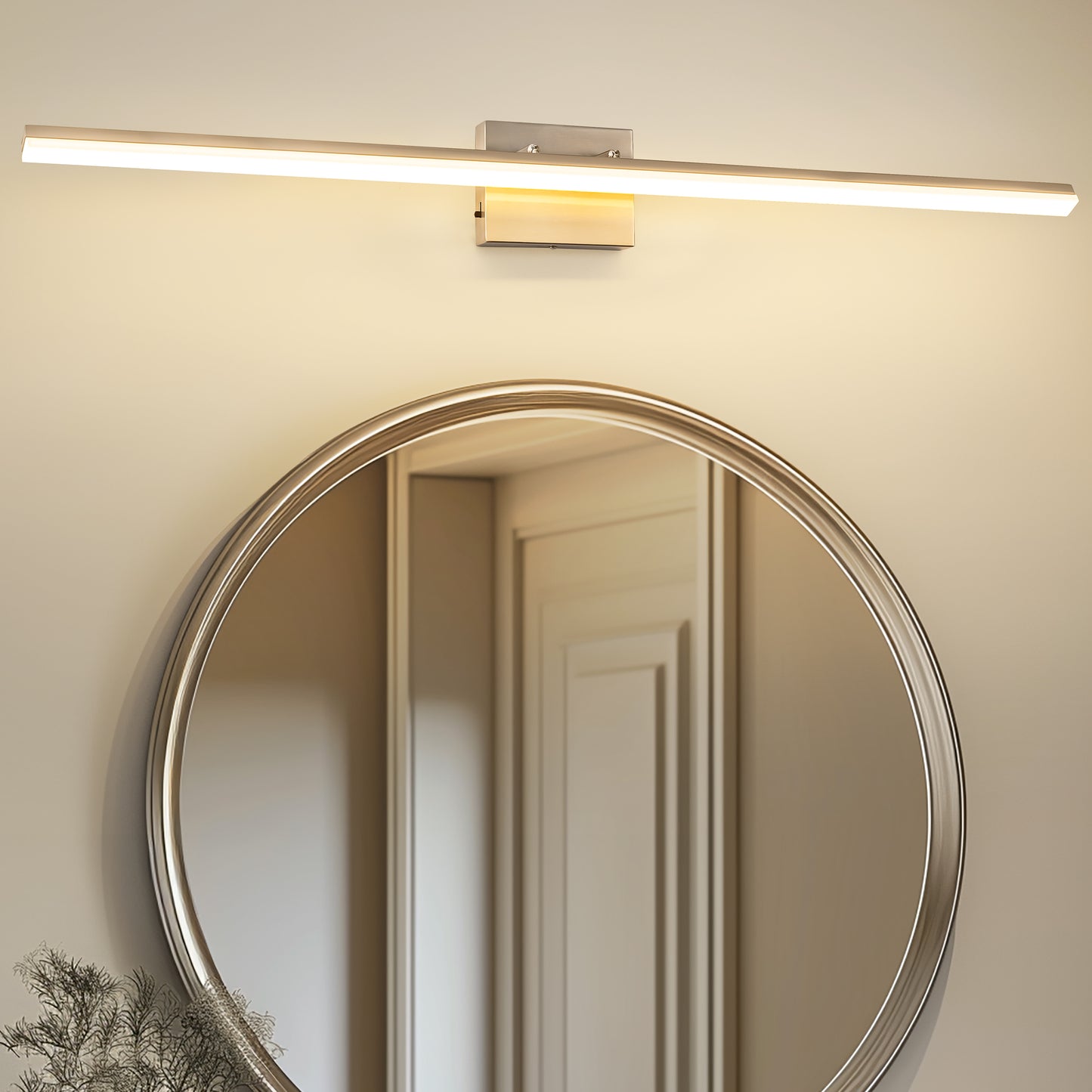 24-Watt 1-Light Nickel Integrated LED Vanity Light, 48 in. Modern Bathroom Wall Sconce, Adjustable Light Bar for Mirror