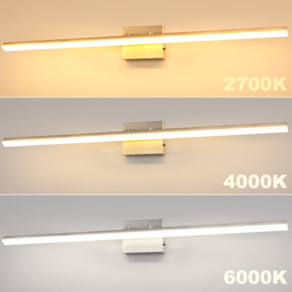 24-Watt 1-Light Nickel Integrated LED Vanity Light, 48 in. Modern Bathroom Wall Sconce, Adjustable Light Bar for Mirror