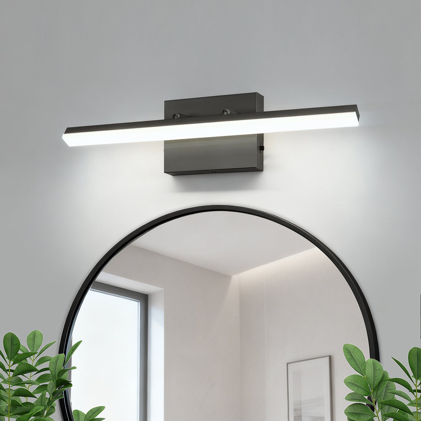 YANSUN 18 in LED Vanity Light with Integrated LED, Black Matte Finish, 3CCT Dimmable, 110V