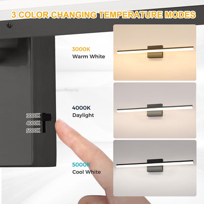 YANSUN LED Linear Vanity Light 31.5in Black Powder-Coated Metal 3CCT Dimmable