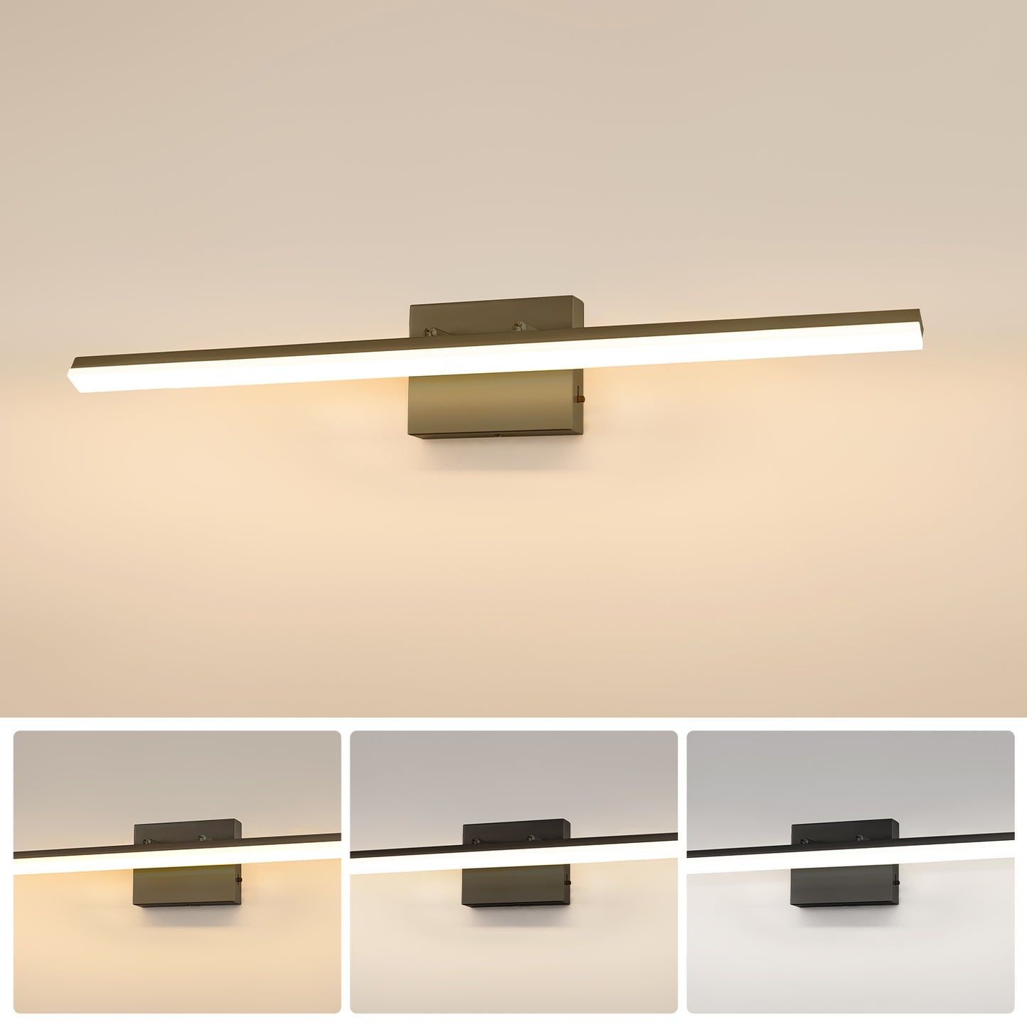 YANSUN 31.5 in LED Vanity Light with Integrated LED, Black Matte Finish, 3CCT Dimmable, 110V