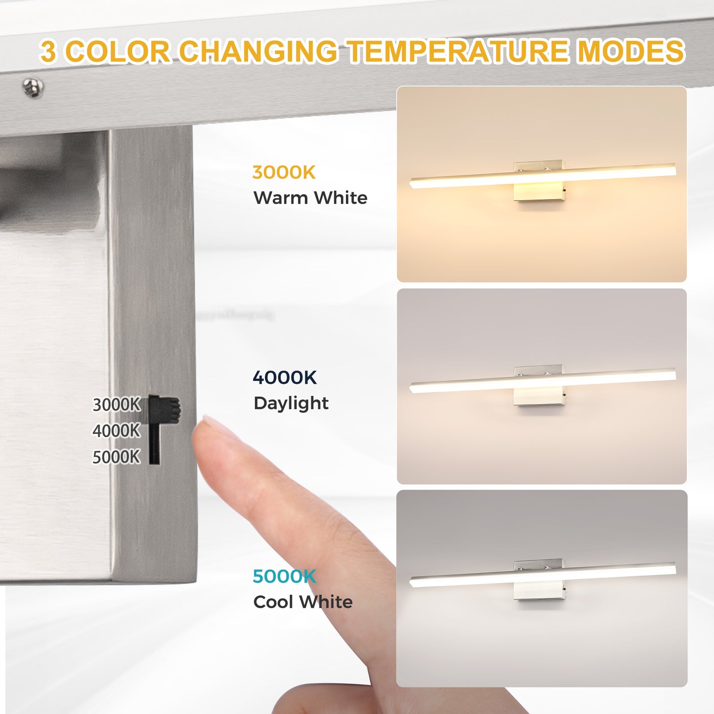 YANSUN 40 in LED Vanity Light with Brushed Nickel Finish, Integrated LED, Dimmable and 3CCT, 120V