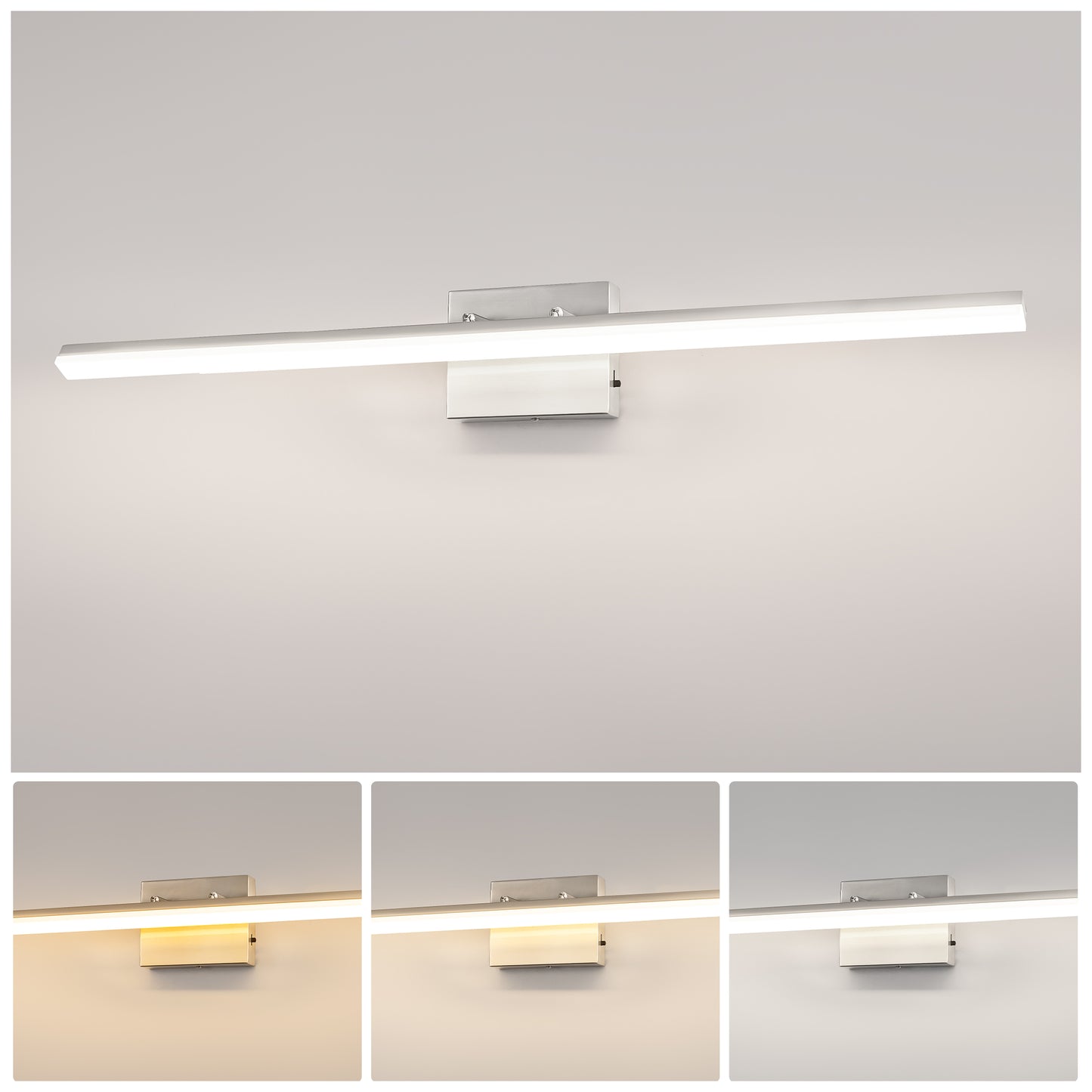 YANSUN 40 in LED Vanity Light with Brushed Nickel Finish, Integrated LED, Dimmable and 3CCT, 120V