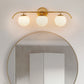 24 in. 3-Light Brass Vanity Light Fixture with Frosted Glass Globes Modern Wall Sconce for Bathroom, Mirror, and Hallway