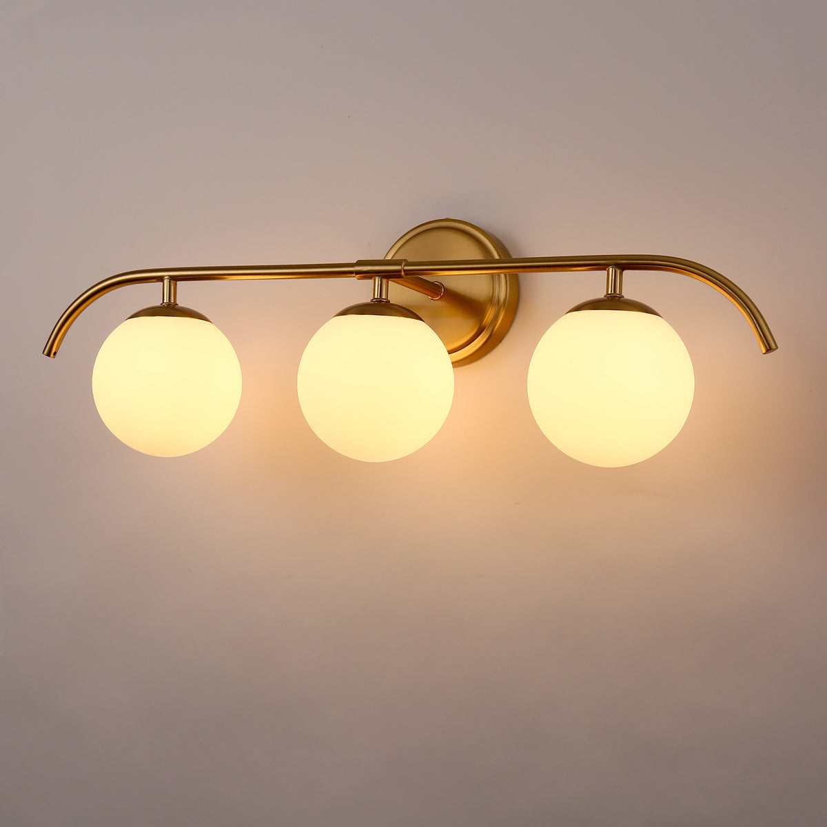 24 in. 3-Light Gold Vanity Light Fixture with Frosted Glass Globes Shade Wall Sconce for Vanity Mirror and Hallway