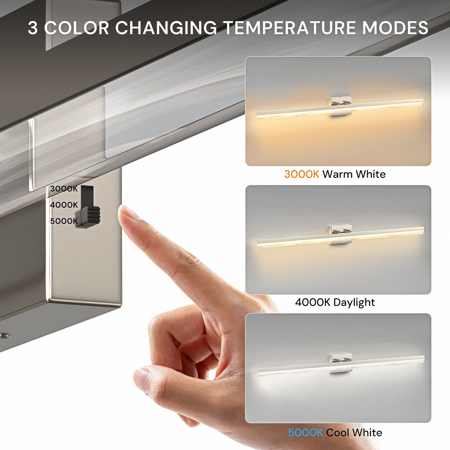 YANSUN 48 in Modern LED Vanity Light with Cloud Frost Acrylic Diffuser, Sand Nickel Finish, Integrated LED, 3CCT Dimmable