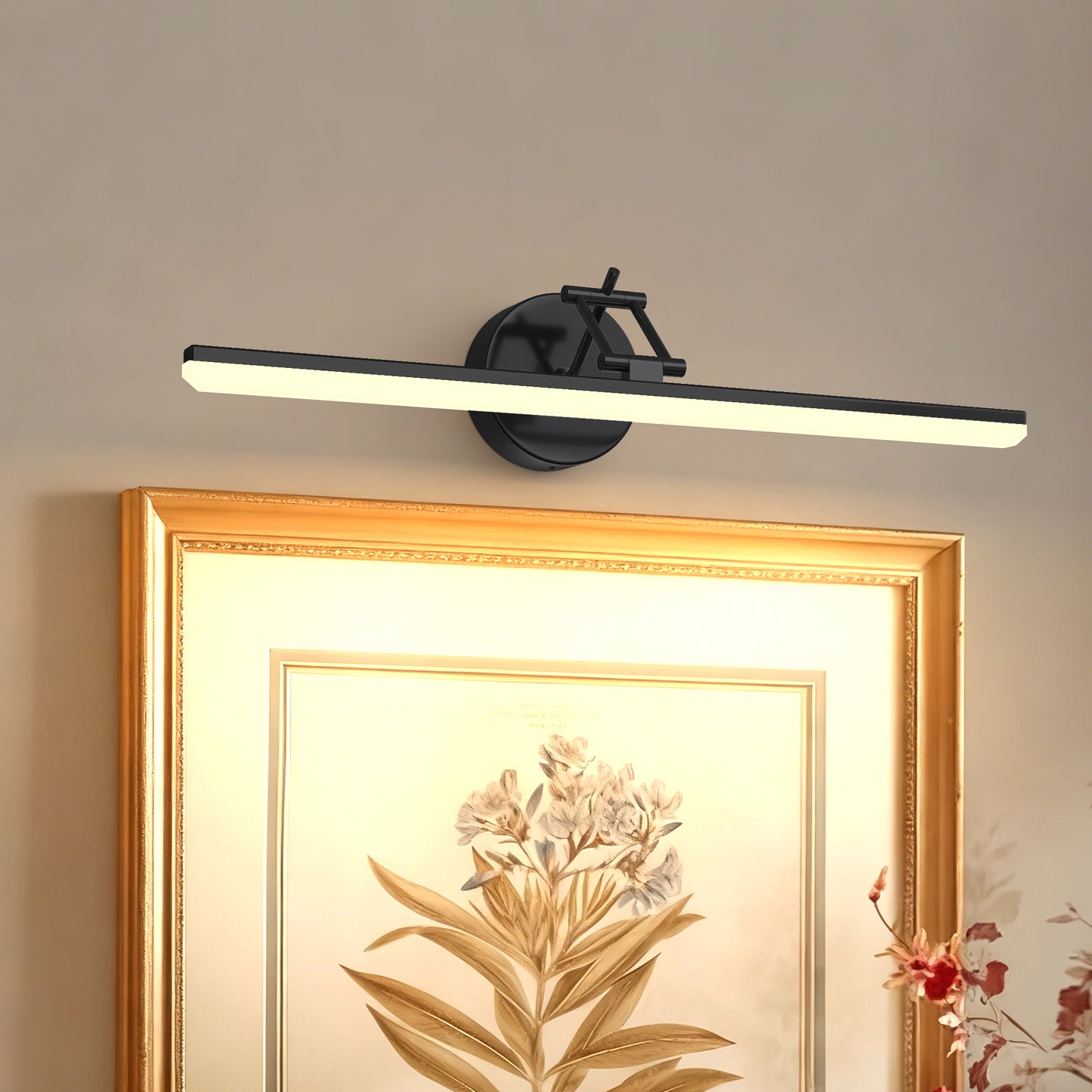 YANSUN 23.6-Inch Vanity Mirror Light with Adjustable Color Temperature, Integrated LED, Matte Black Finish, Extendable Design