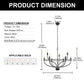 YANSUN 9-Light Black Large Circle Chandelier, 28.5-Inch Round Ring Wagon Wheel Pendant Light for Dining Room or Living Room