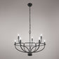 YANSUN 9-Light Black Large Circle Chandelier, 28.5-Inch Round Ring Wagon Wheel Pendant Light for Dining Room or Living Room