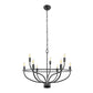 YANSUN 9-Light Black Large Circle Chandelier, 28.5-Inch Round Ring Wagon Wheel Pendant Light for Dining Room or Living Room