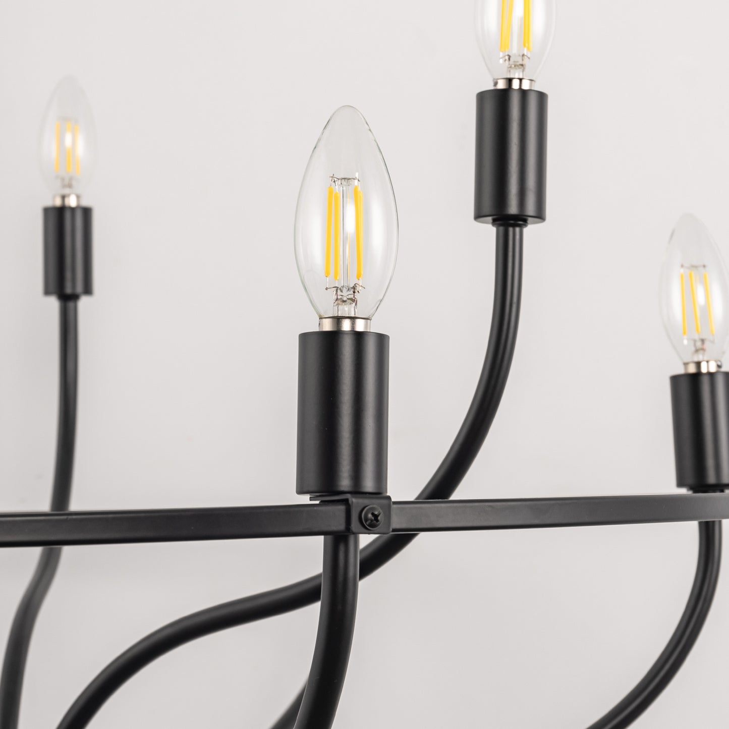 YANSUN 12-Light Black Wheel Shaped Chandelier Industrial E12 Large Circular Pendant Light Fixture for Kitchen No Bulb Included