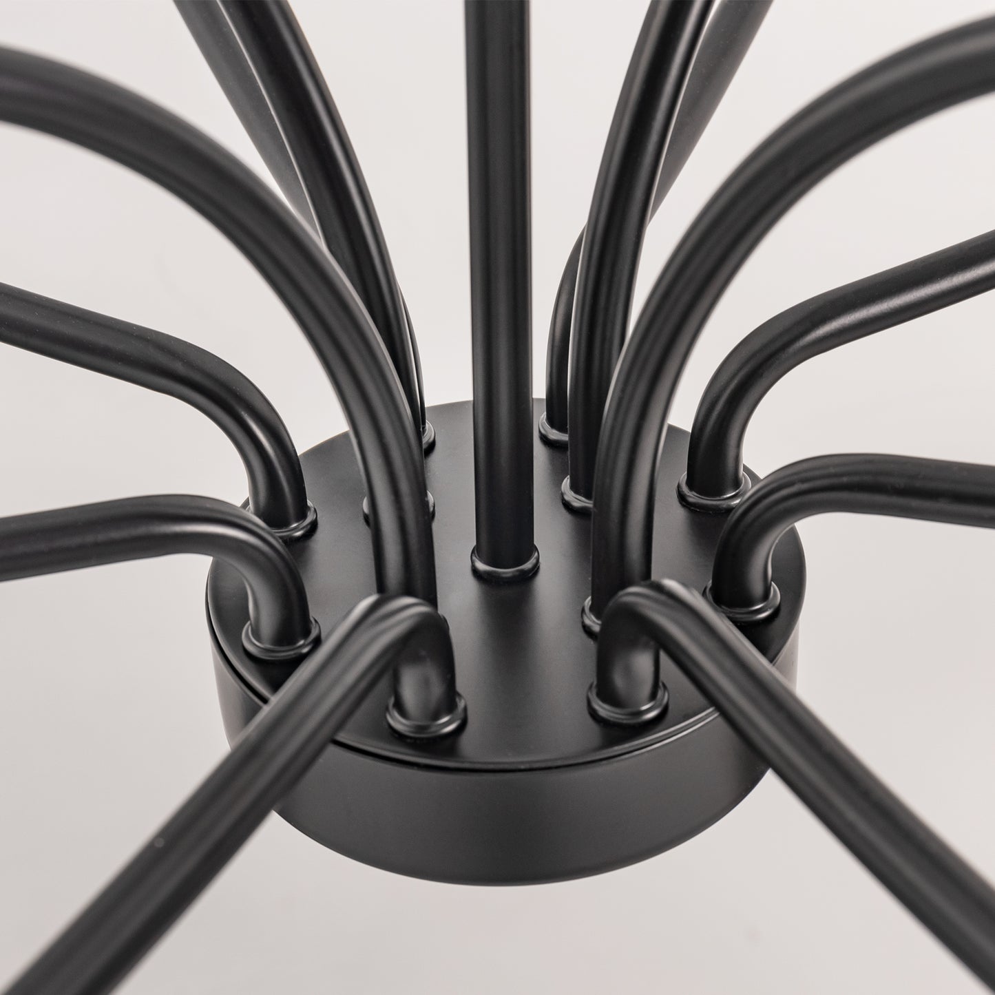 YANSUN 12-Light Black Wheel Shaped Chandelier Industrial E12 Large Circular Pendant Light Fixture for Kitchen No Bulb Included