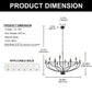 YANSUN 12-Light Black Wheel Shaped Chandelier Industrial E12 Large Circular Pendant Light Fixture for Kitchen No Bulb Included