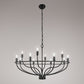 YANSUN 12-Light Black Wheel Shaped Chandelier Industrial E12 Large Circular Pendant Light Fixture for Kitchen No Bulb Included