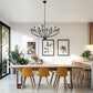 YANSUN 12-Light Black Wheel Shaped Chandelier Industrial E12 Large Circular Pendant Light Fixture for Kitchen No Bulb Included