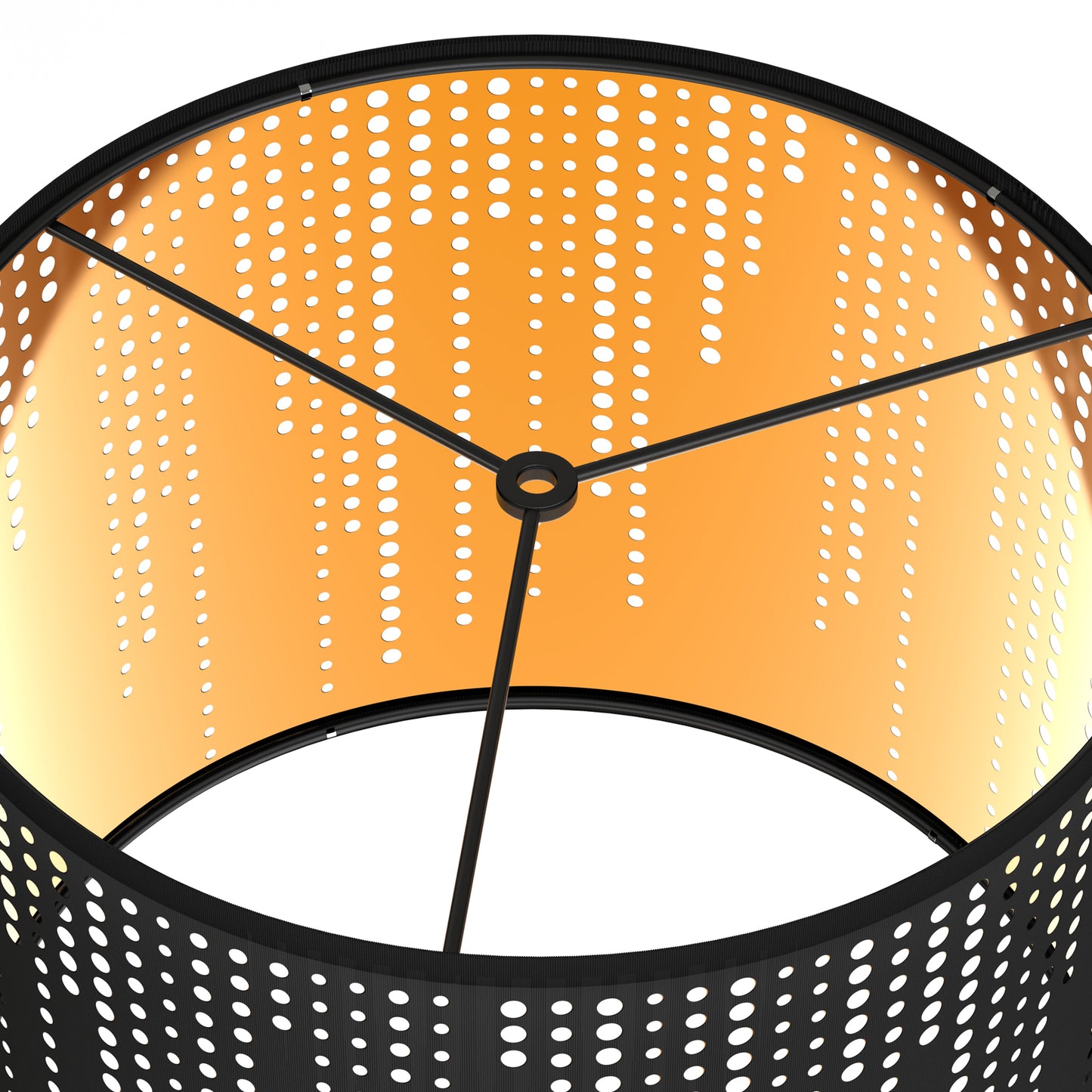 YANSUN 10 in. H Black Metal Drum Lamp Shade with Round Shade with Uno Fitter