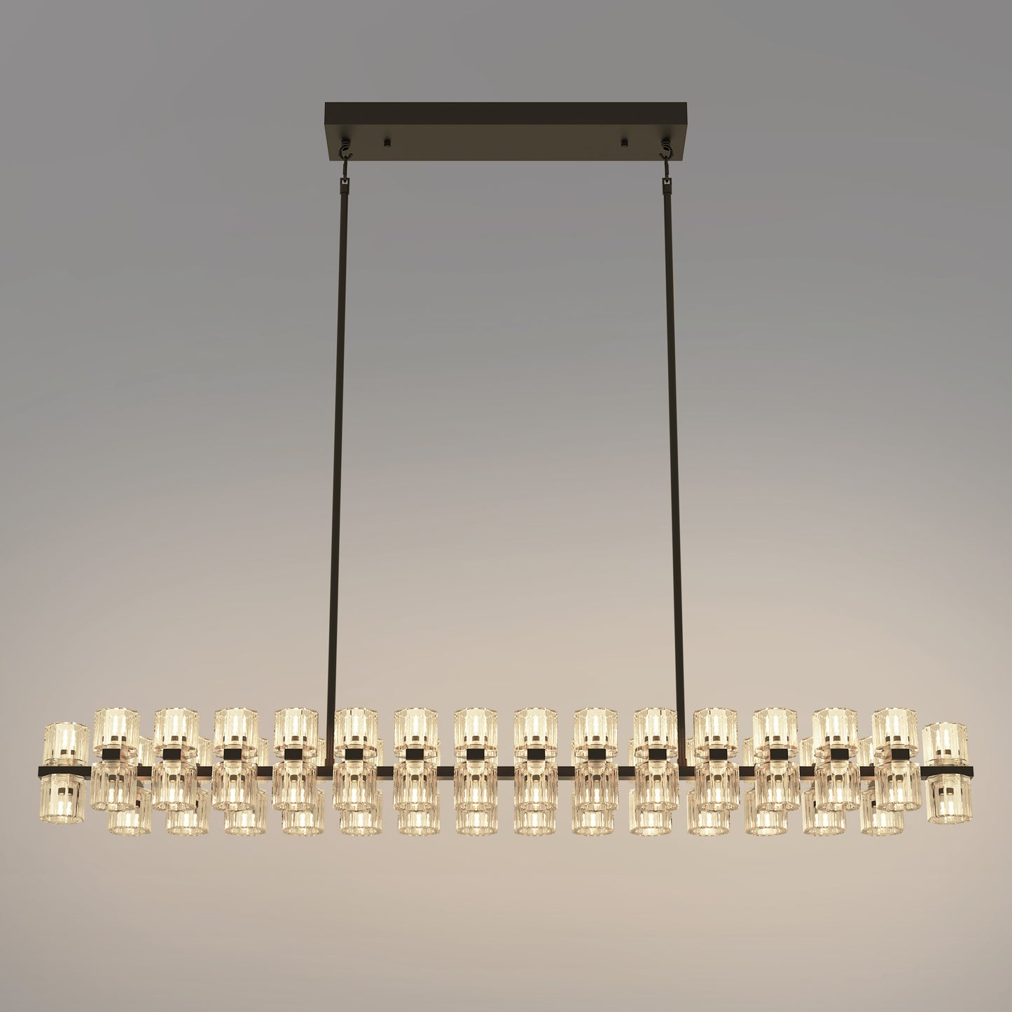 YANSUN 60-Light Chandelier Pendant Black Crystal Shades Warm 3000K with G4 Bulbs
