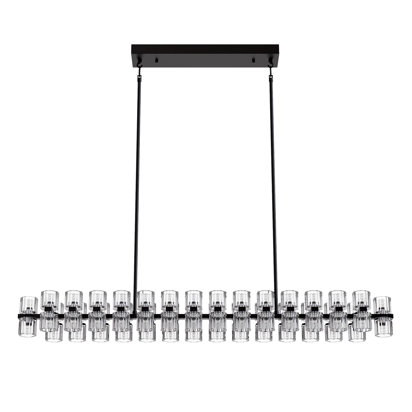 YANSUN 60-Light Chandelier Pendant Black Crystal Shades Warm 3000K with G4 Bulbs