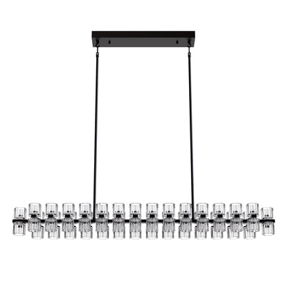 YANSUN 60-Light Chandelier Pendant Black Crystal Shades Warm 3000K with G4 Bulbs