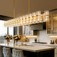 53 in. 60-Light Gold Crystal Rectangular Chandelier for Large Living Room, Dining Room