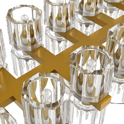 53 in. 60-Light Gold Crystal Rectangular Chandelier for Large Living Room, Dining Room