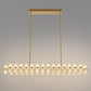 53 in. 60-Light Gold Crystal Rectangular Chandelier for Large Living Room, Dining Room