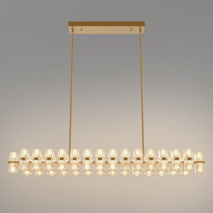 53 in. 60-Light Gold Crystal Rectangular Chandelier for Large Living Room, Dining Room