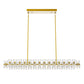 53 in. 60-Light Gold Crystal Rectangular Chandelier for Large Living Room, Dining Room
