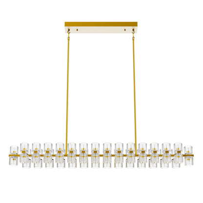 53 in. 60-Light Gold Crystal Rectangular Chandelier for Large Living Room, Dining Room