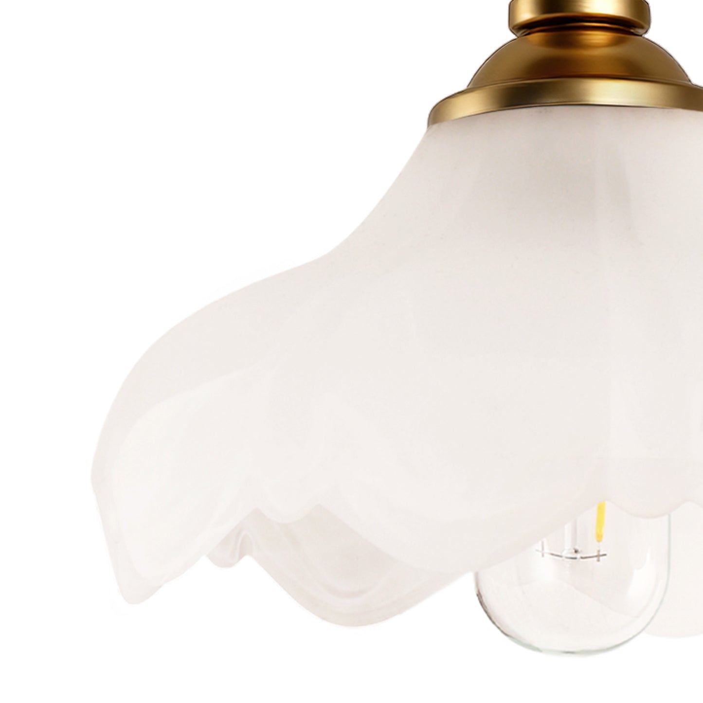 YANSUN 1-Light Vintage Semi-Flush Mount Ceiling Light Wood Grain Canopy Copper Finish with Glass Shade Ceiling Light Fixture with E26 Socket