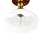 YANSUN 1-Light Vintage Semi-Flush Mount Ceiling Light Wood Grain Canopy Copper Finish with Glass Shade Ceiling Light Fixture with E26 Socket