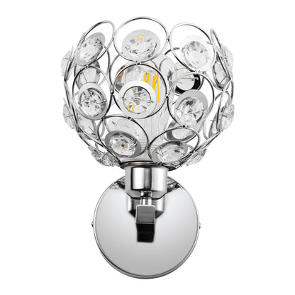 6.7 in. 1-Light Brushed Nickel Wall Sconce,with Crystal Dome Shade for Living Room Foyer