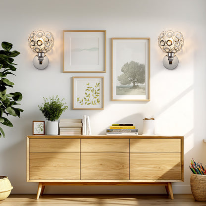 6.7 in. 1-Light Brushed Nickel Wall Sconce,with Crystal Dome Shade for Living Room Foyer