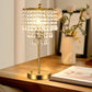 YANSUN 17 in. Crystal Dimmable Table Lamp with Dual USB Charging, Rotary Switch, and E26 for Bedroom(Light Bulbs Not Included)