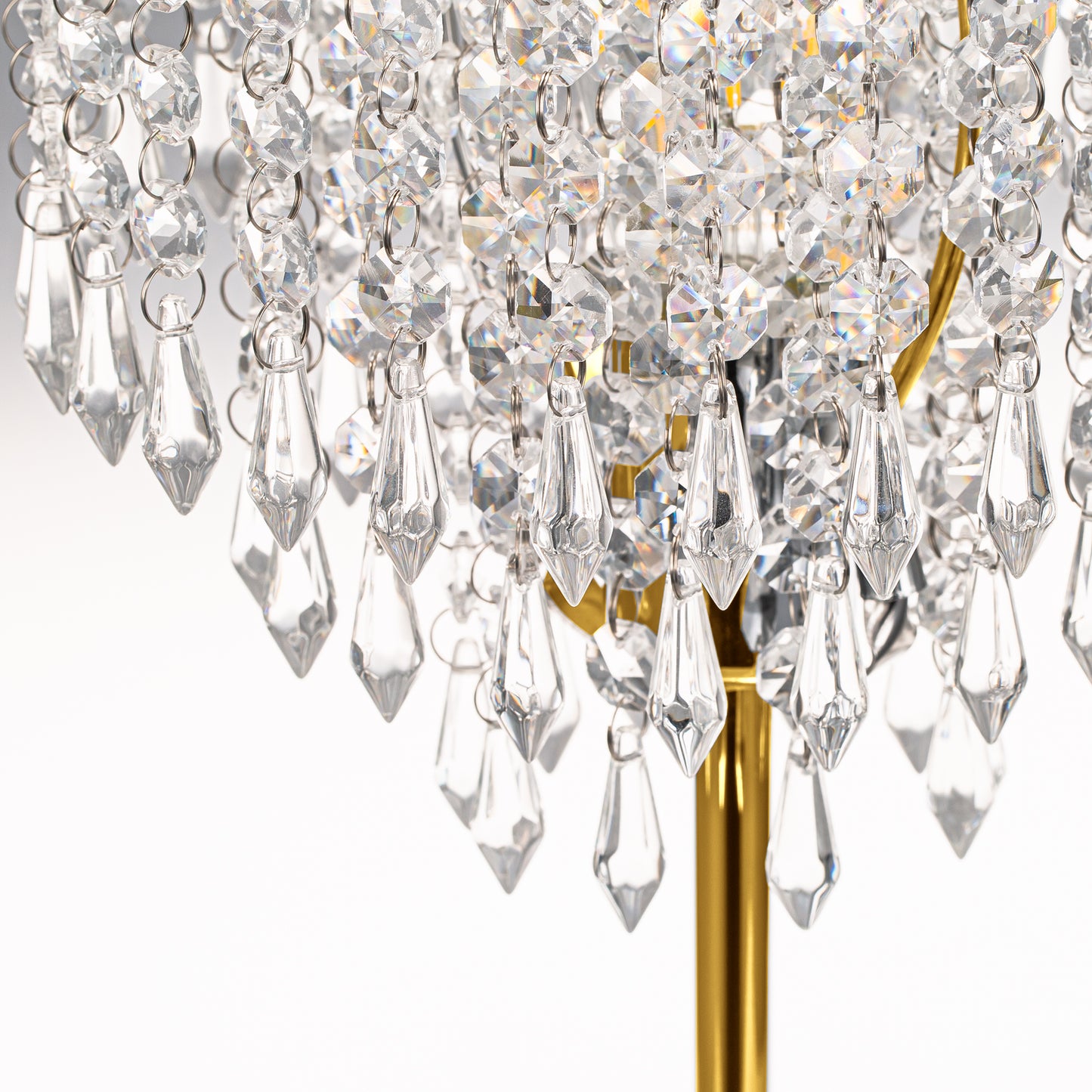 YANSUN 17 in. Crystal Dimmable Table Lamp with Dual USB Charging, Rotary Switch, and E26 for Bedroom(Light Bulbs Not Included)