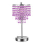 17 in. Chrome LED Integrated Table Lamp with Purple Crystal with 3-Way Dimmer Rotary Switch and Dual USB Charging Ports