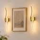 YANSUN 2-Pack 27.6 in. 2-Light Gold LED  Double Wave Design Vanity Light, 5-Watt Integrated LED Indoor Wall Sconce for Bedroom
