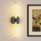 24 in. Black 1-Light LED Wall Sconce Set, Wireless Rechargeable Vanity Light Bar for Bedroom and Bathroom 2 Pack