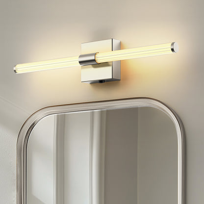 24 in. Nickel 1-Light LED Wall Sconce Set, Wireless Rechargeable Vanity Light Bar for Bedroom and Bathroom