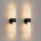 YANSUN Pair of Bubble Acrylic Cylinder Wall Lights, Modern Indoor Sconce in Matte Black (21.7in)