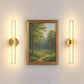 YANSUN Set of 2 Stone Texture Glass Wall Sconces, Modern Bar Indoor Wall Light in Brushed Copper (21.3in)