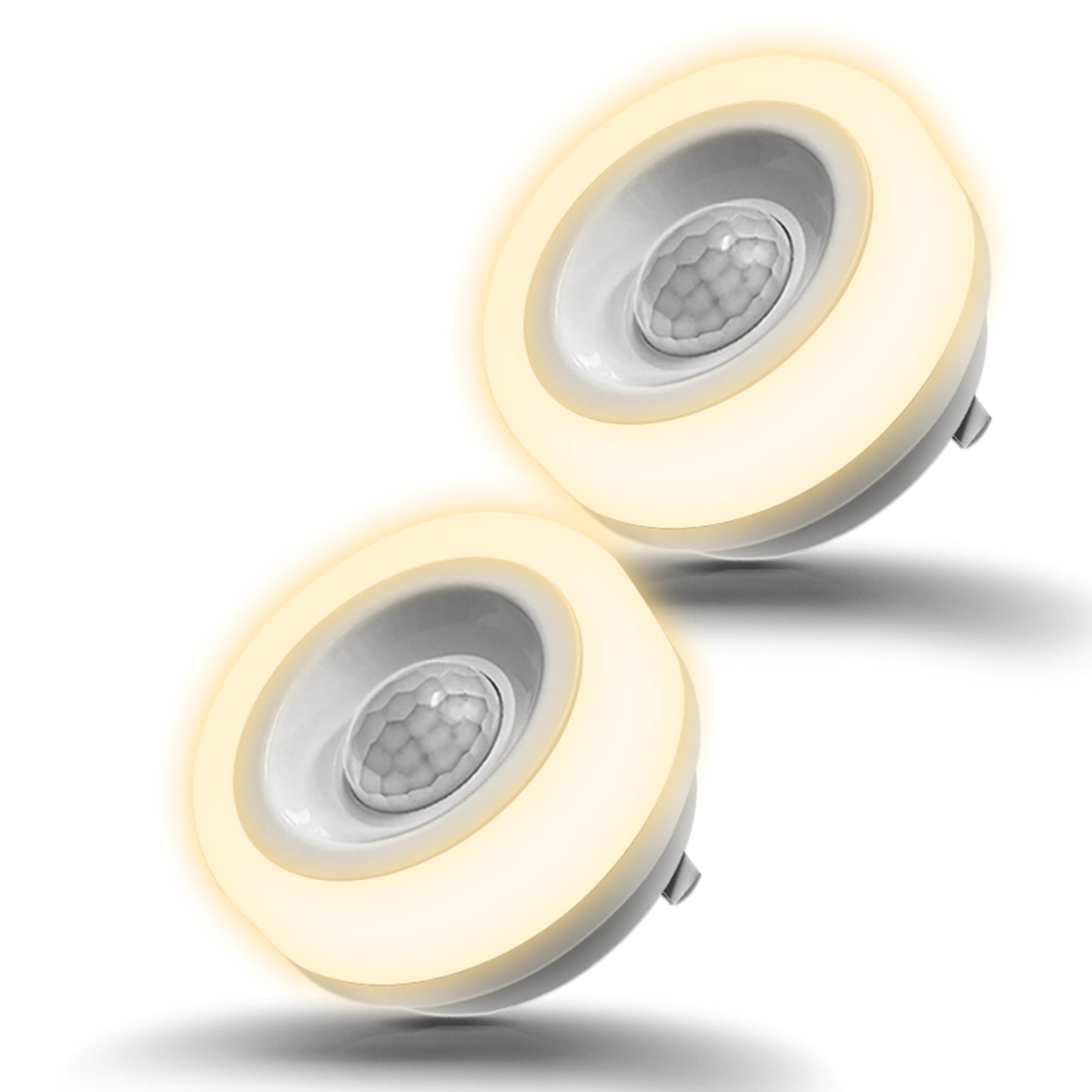 YANSUN 2-Pack 0.6W Plug-In Motion Sensor Night Light, White, 3000K LED, Non-Dimmable