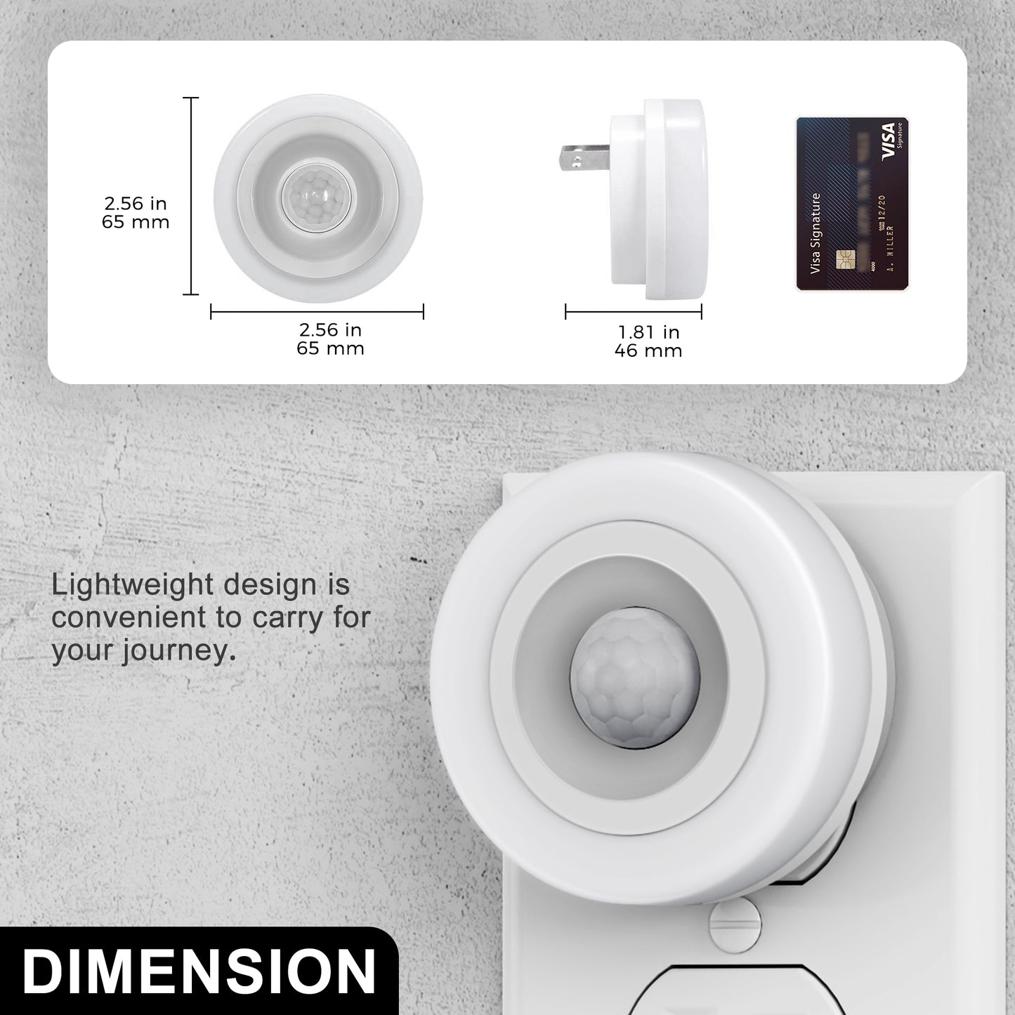 YANSUN 2-Pack 0.6W Plug-In Motion Sensor Night Light, White, 3000K LED, Non-Dimmable