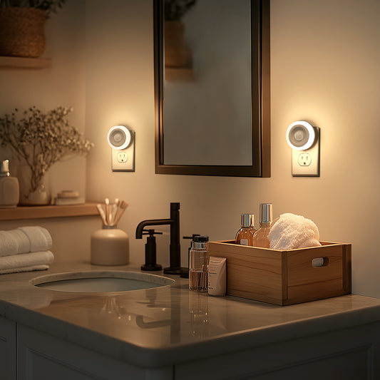 YANSUN 2-Pack 0.6W Plug-In Motion Sensor Night Light, White, 3000K LED, Non-Dimmable
