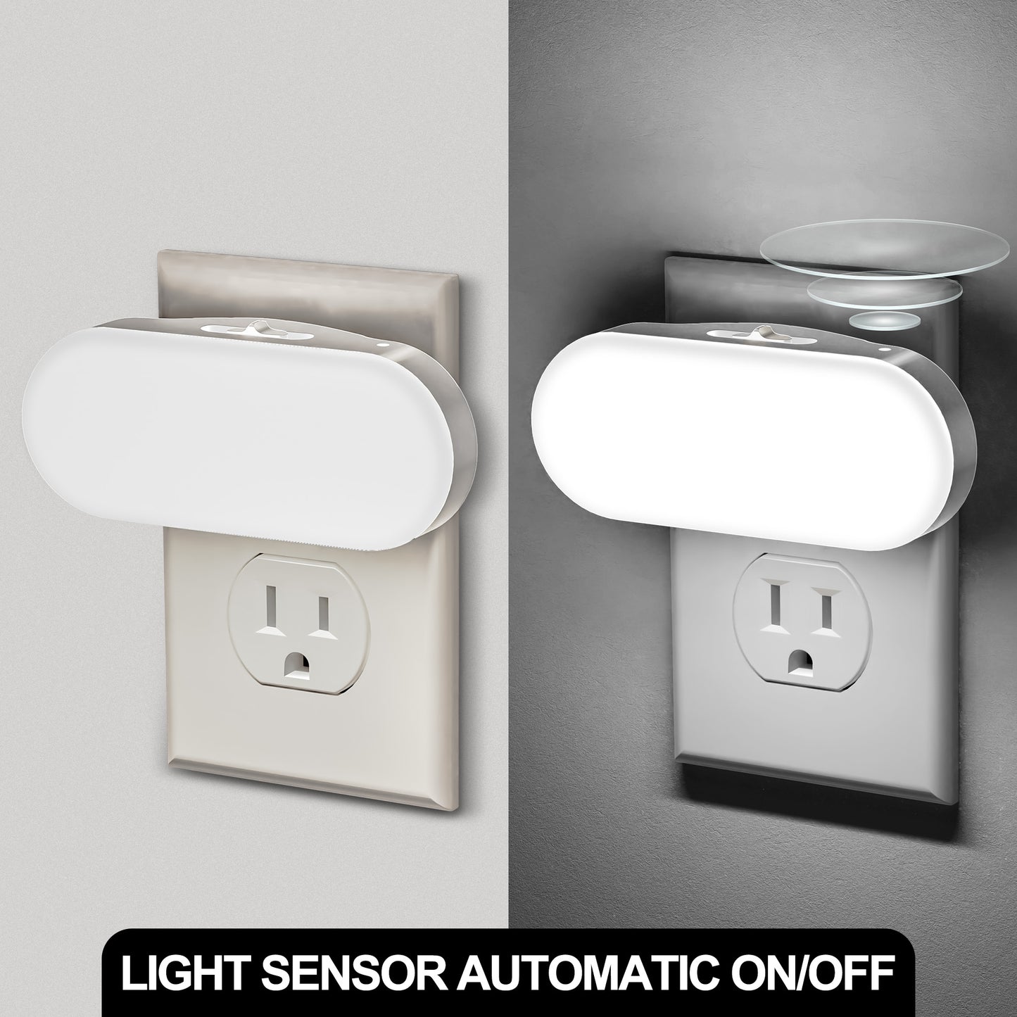 YANSUN 1W Light Sensor/Dusk to Dawn Integrated LED Night Light, Adjustable Blue Glow, White, Plug-in, 2-Pack