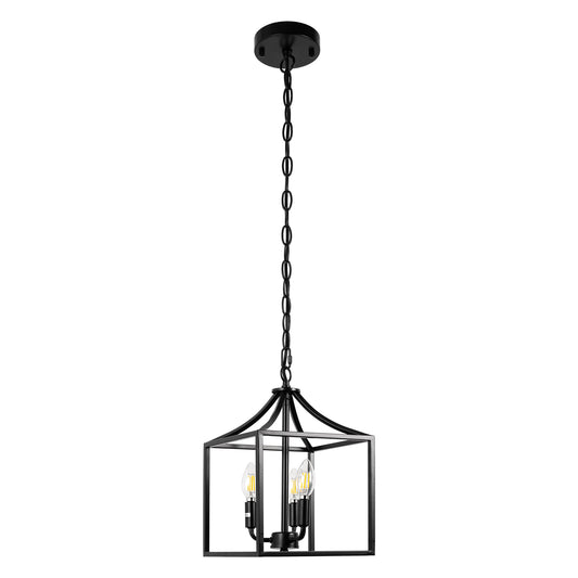 YANSUN 3-Light Farmhouse Pendant Light with Vertical Design Matte Black E12 Bulb Not Included